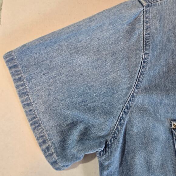 Regatta Women's Short Sleeve Full Button Front Light Blue Washed Denim Shirt - Picture 8 of 11